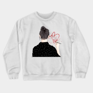 Heart painting girl Crewneck Sweatshirt